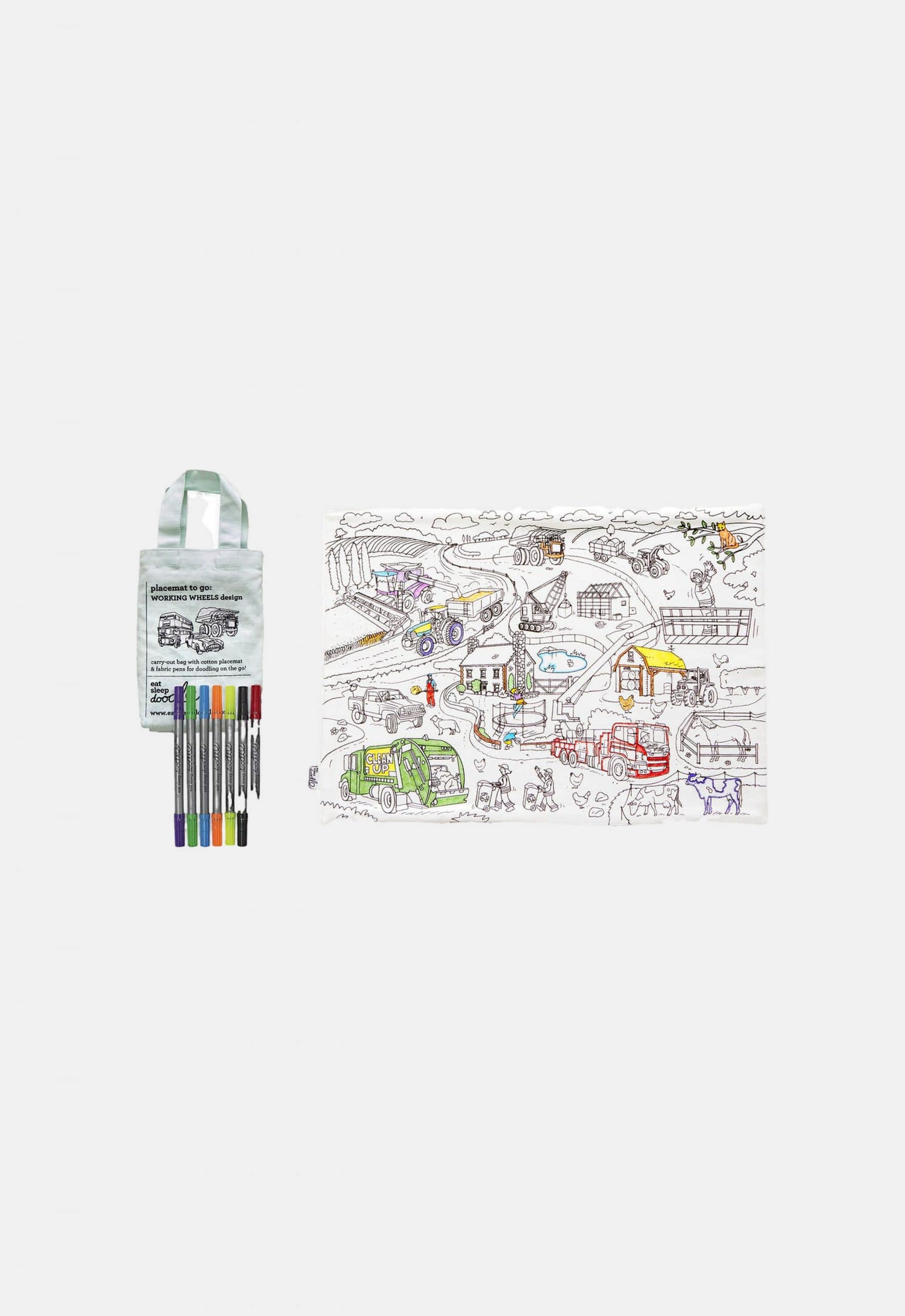Eat Sleep Doodle Herkleurbare placemat ‘Working Wheels’ (230791)