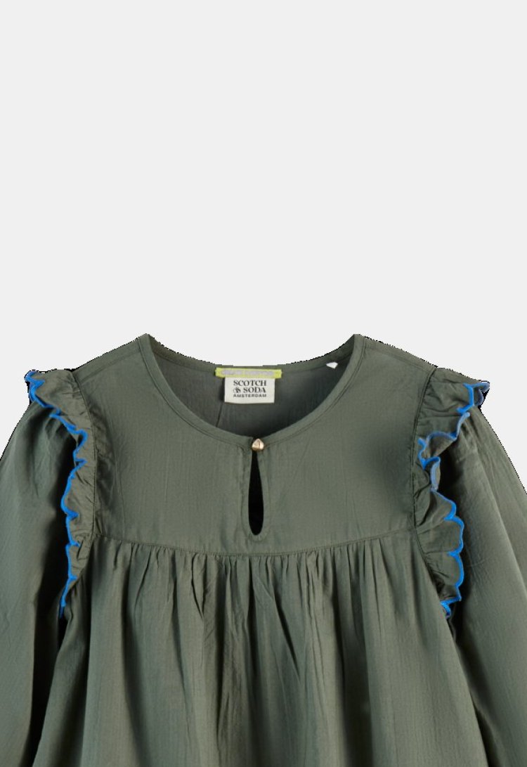 Scotch & Soda Seersucker Jurk met Borduursel (235731) Scotch & Soda Seersucker Jurk met Borduursel (235731)